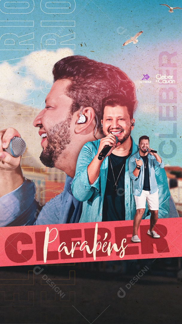 Social Media Flyer Story Parabéns Cleber Cantor Sertanejo PSD Editavel
