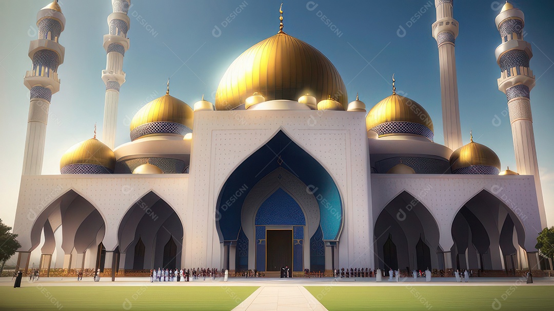 Imagem realista de uma mesquita com um portão no meio generativo ai.