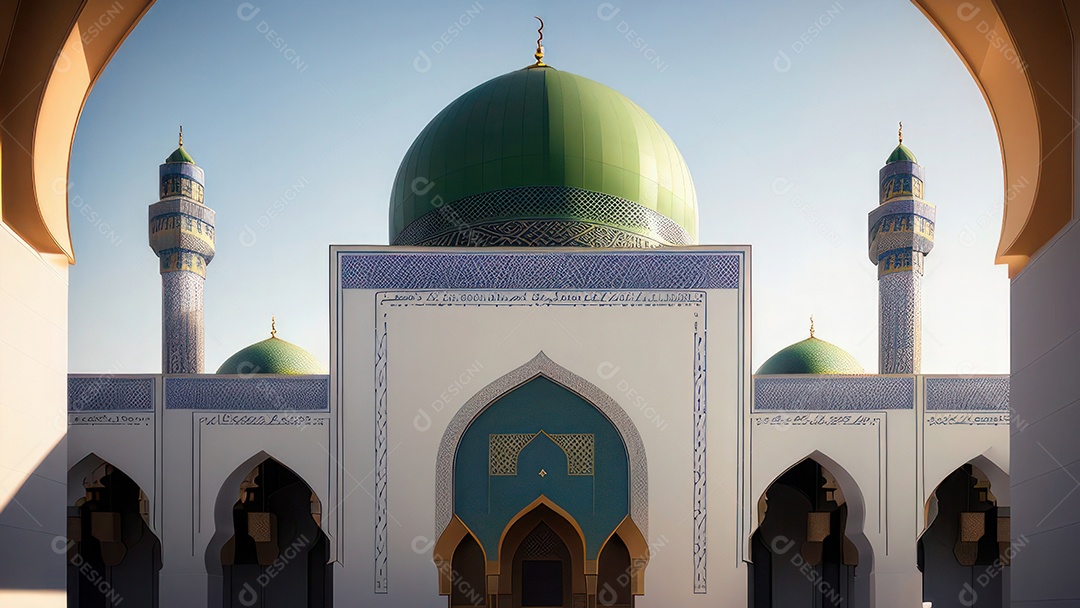 Imagem realista de uma mesquita com um portão no meio generativo ai.