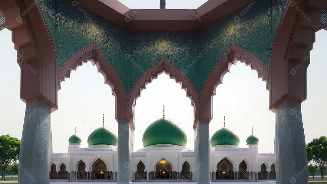 Imagem realista de uma mesquita com um portão no meio generativo ai.