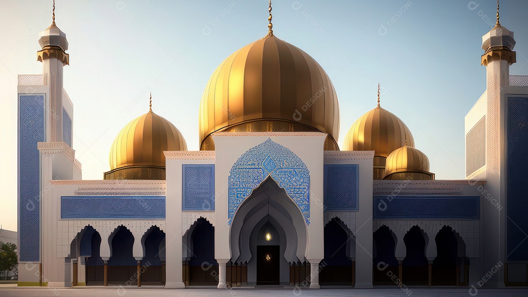 Imagem realista de uma mesquita com um portão no meio generativo a.