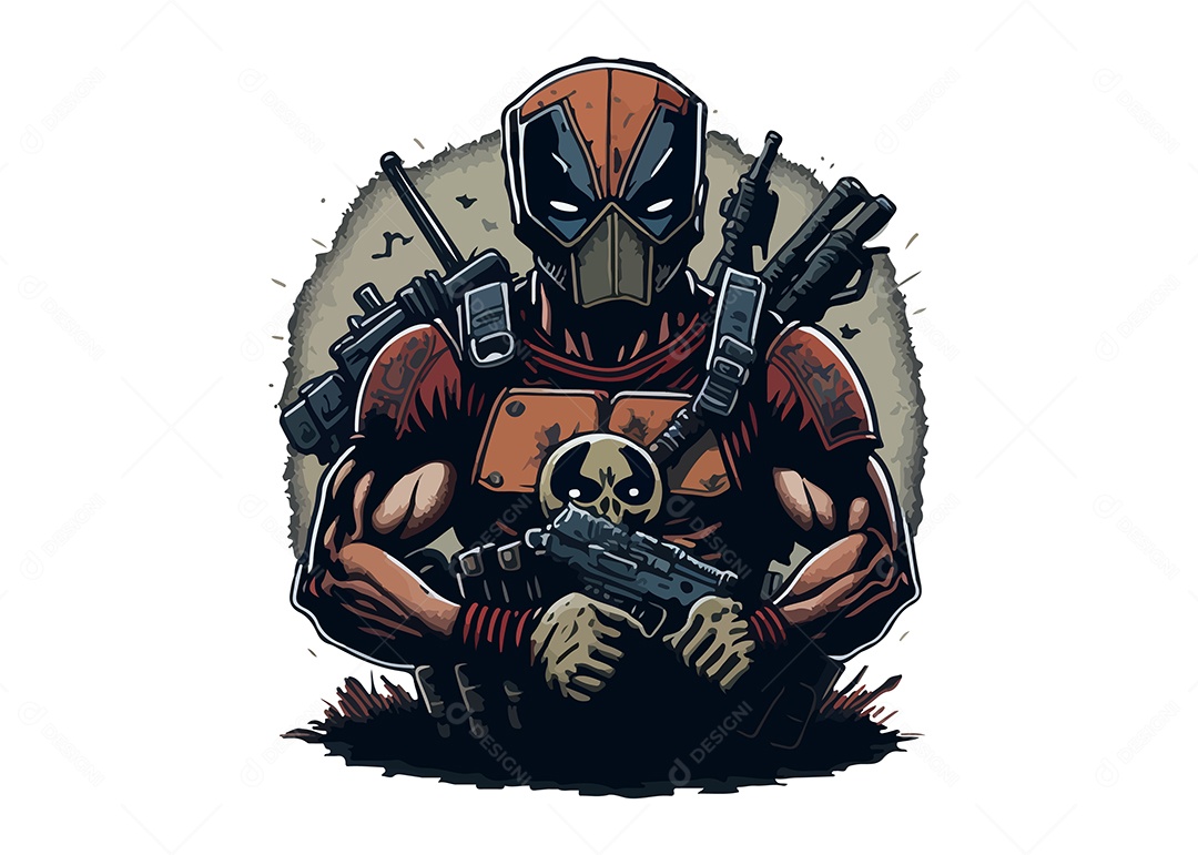 Ilustração De Arte De Design De Camiseta O Justiceiro Vetor EPS