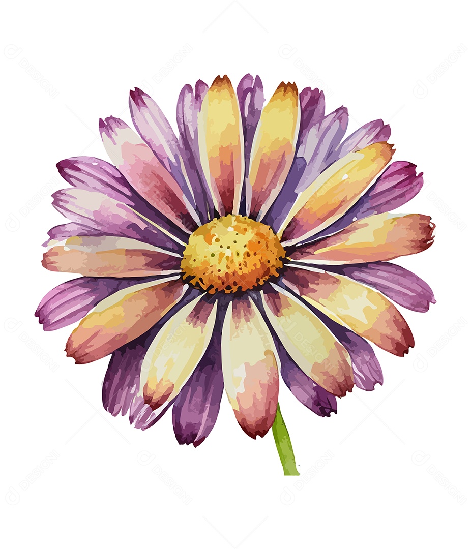 Desenho De Flor Em Aquarela Vetor EPS