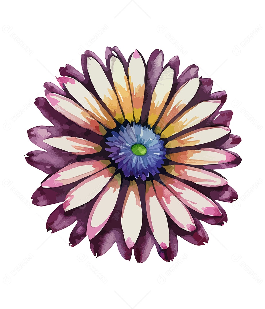 Desenho De Flor Em Aquarela Vetor EPS