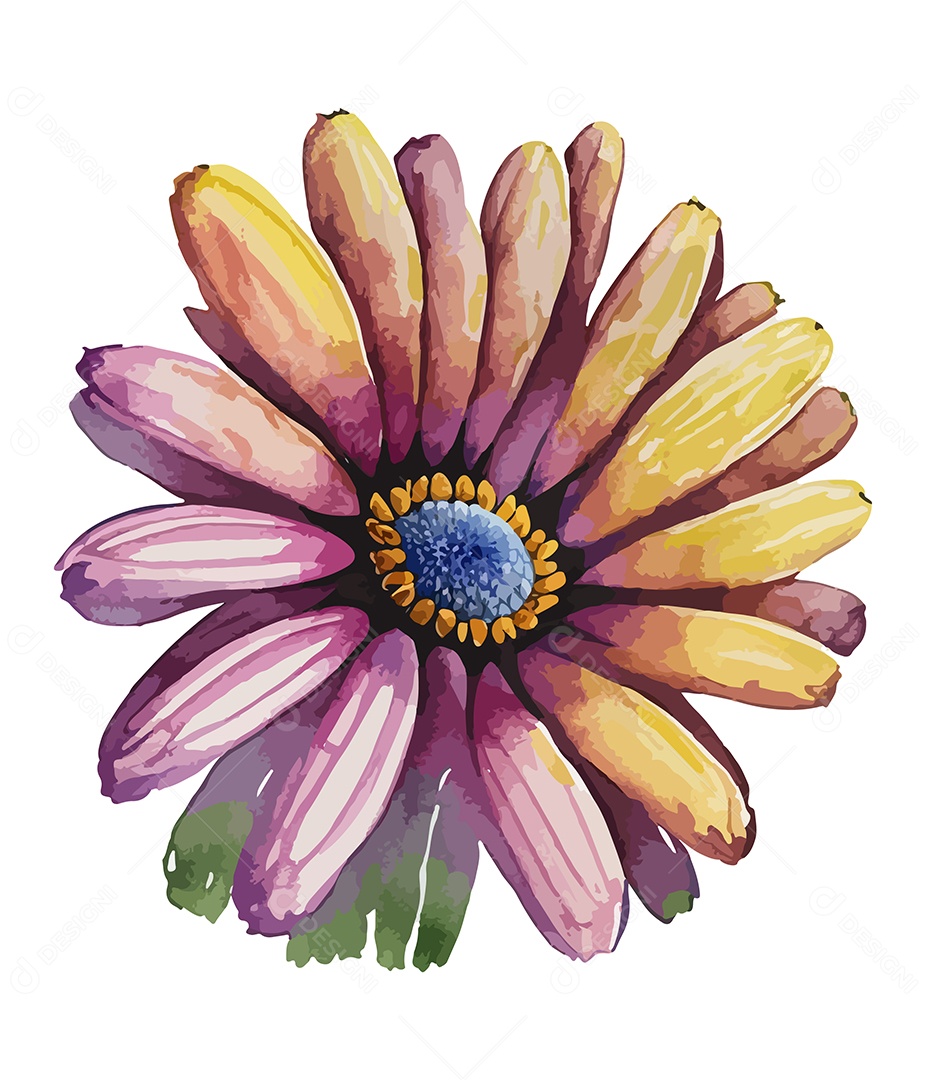 Desenho De Flor Em Aquarela Vetor EPS