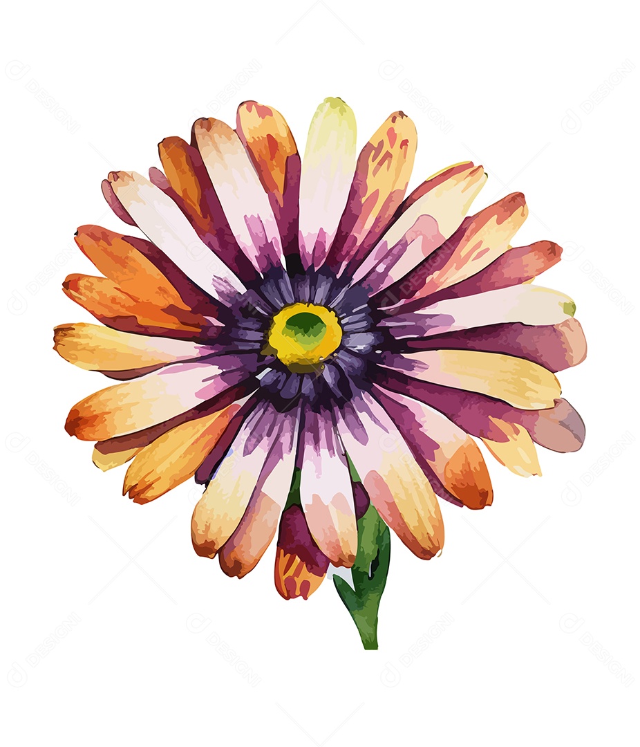 Desenho De Flor Em Aquarela Vetor EPS