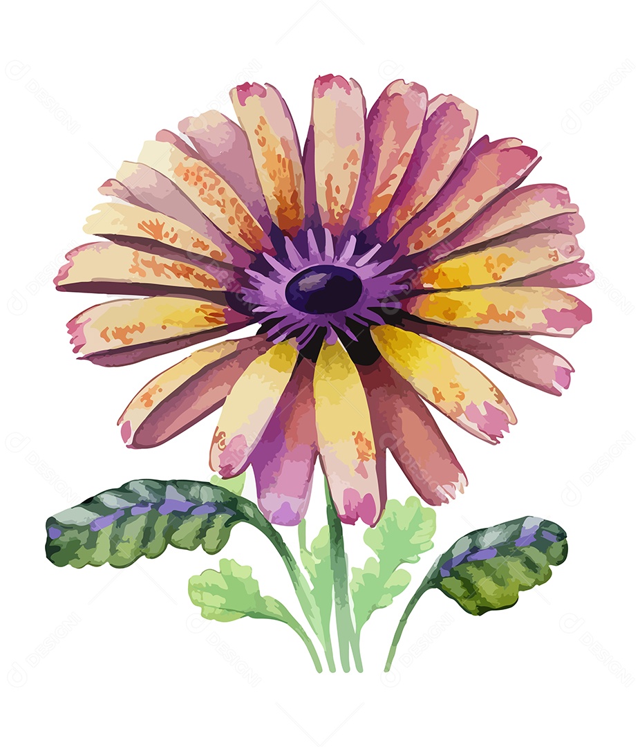 Desenho De Flor Em Aquarela Vetor EPS