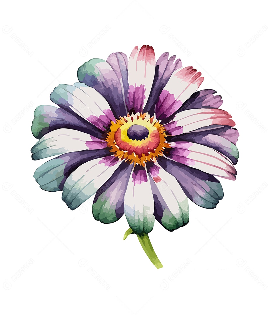 Desenho De Flor Em Aquarela Vetor EPS