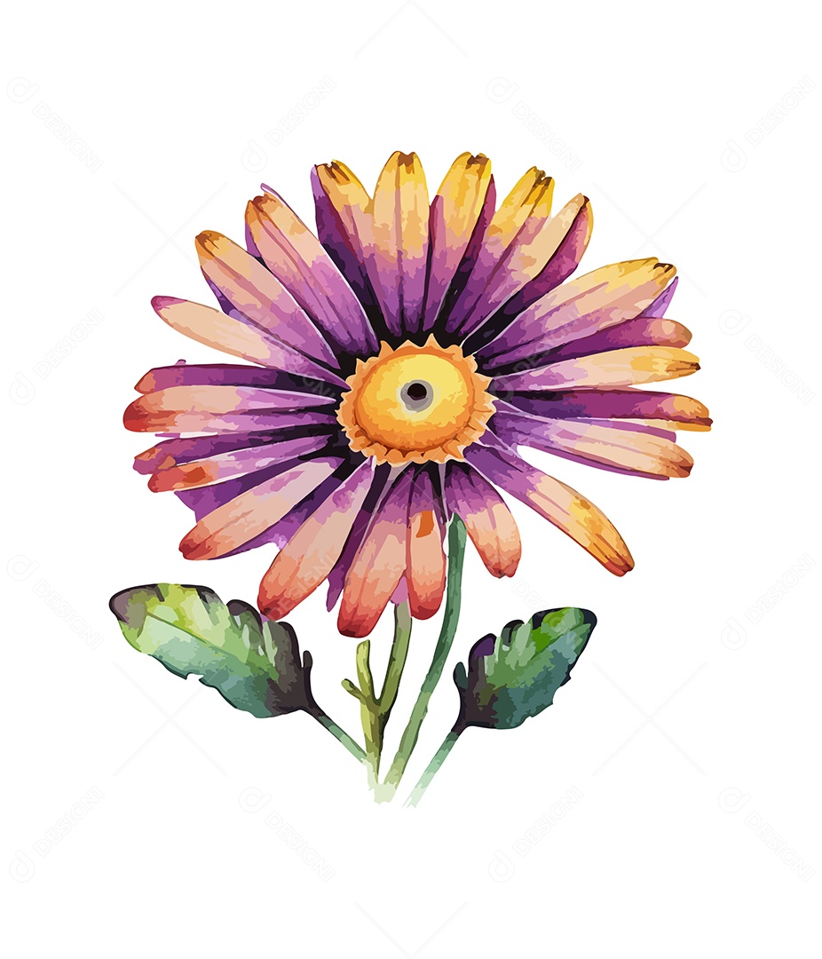 Desenho De Flor Em Aquarela Vetor EPS