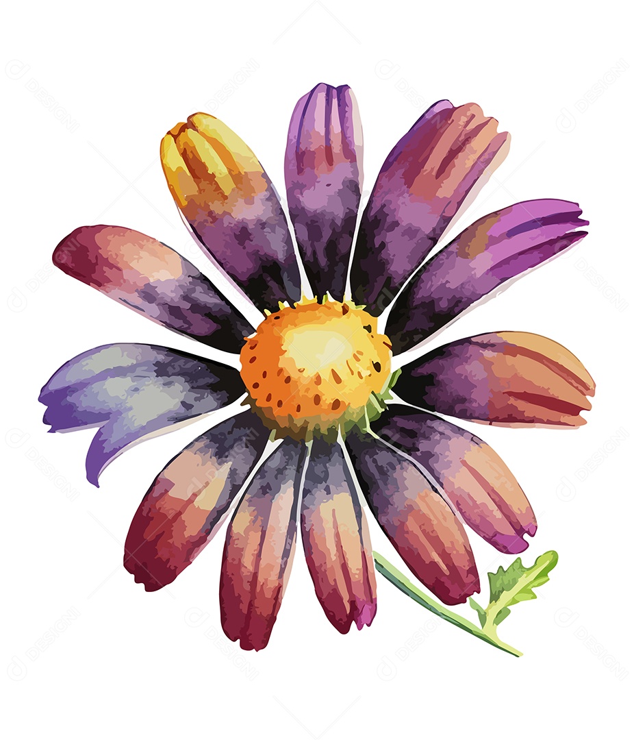 Desenho De Flor Em Aquarela Vetor EPS