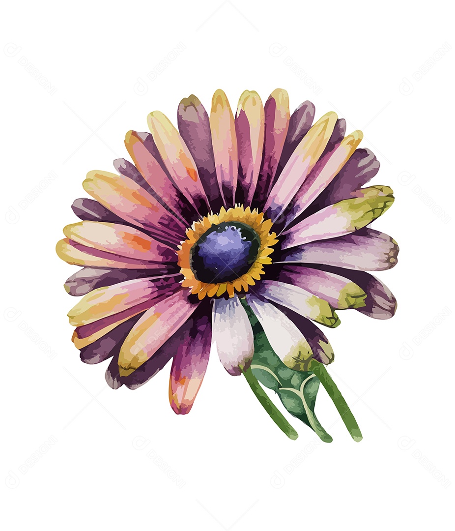 Desenho De Flor Em Aquarela Vetor EPS