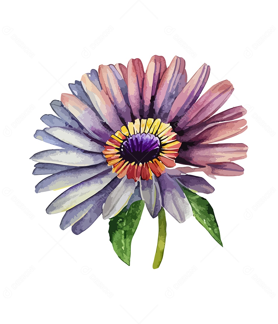 Desenho De Flor Em Aquarela Vetor EPS