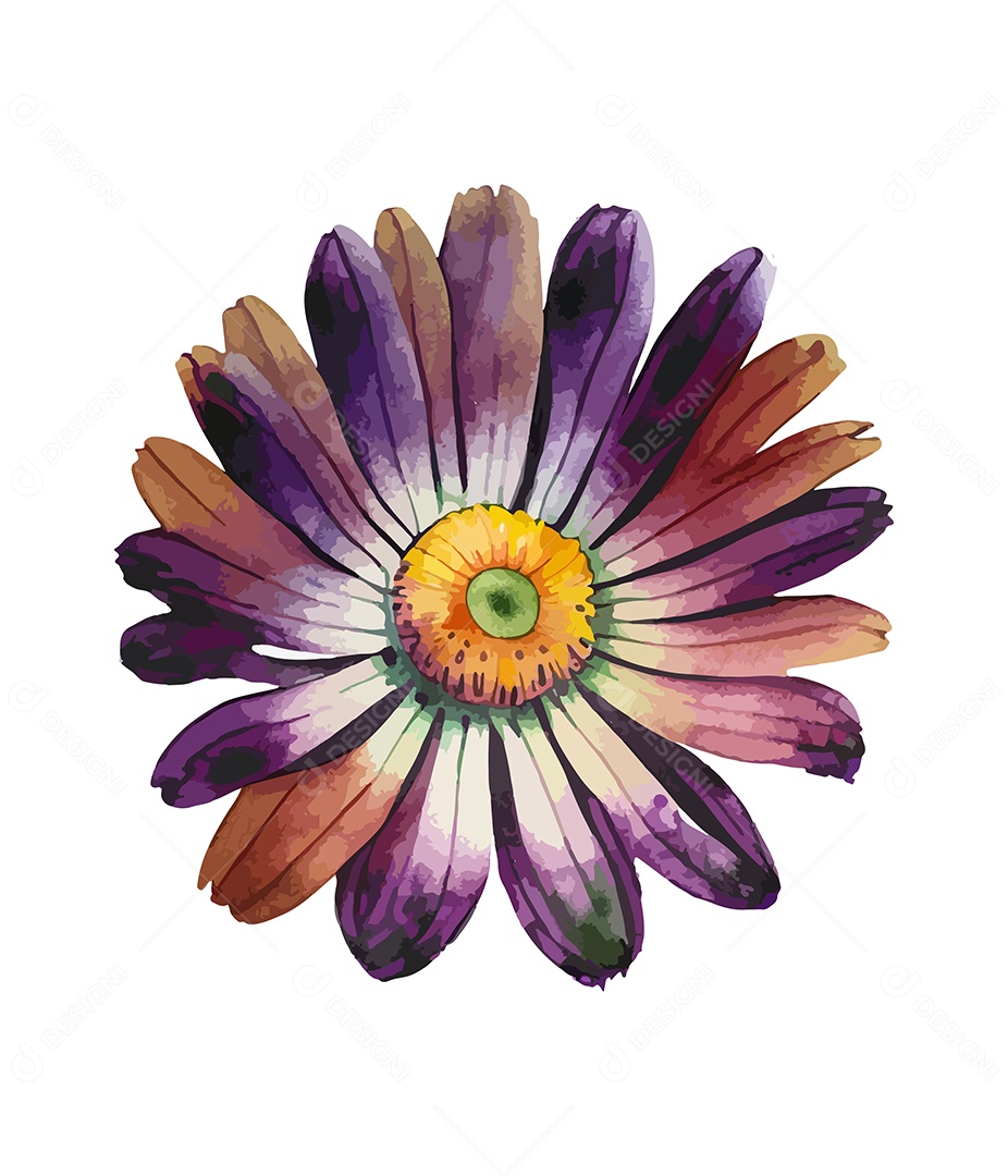 Desenho De Flor Em Aquarela Vetor EPS