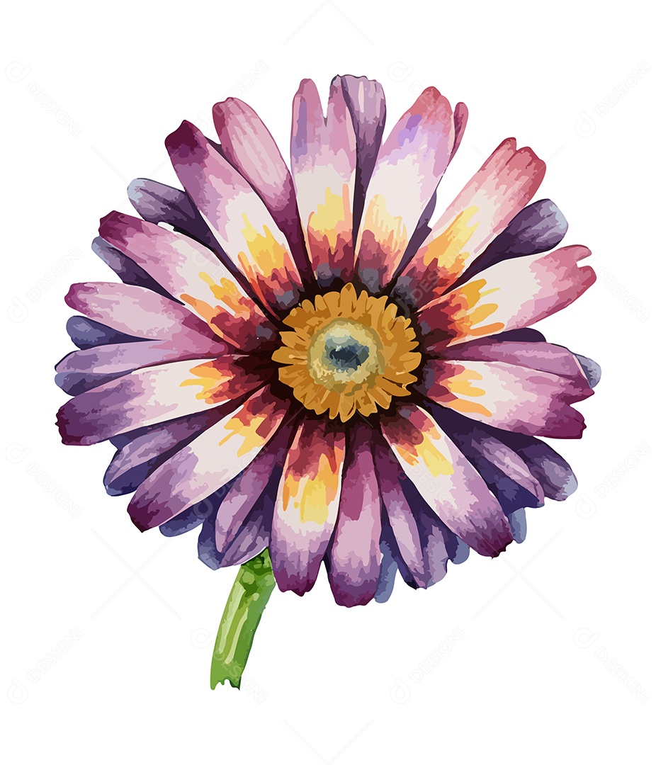 Desenho De Flor Em Aquarela Vetor EPS