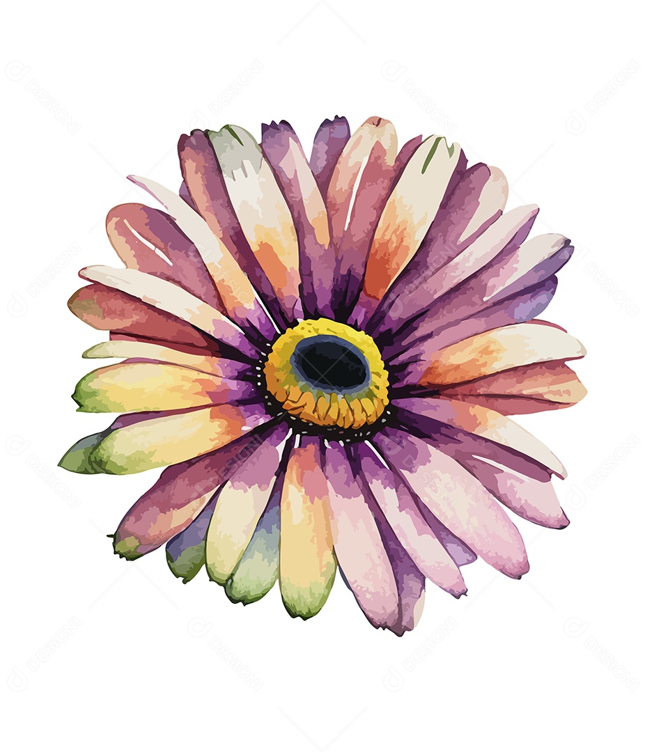 Desenho De Flor Em Aquarela Vetor EPS