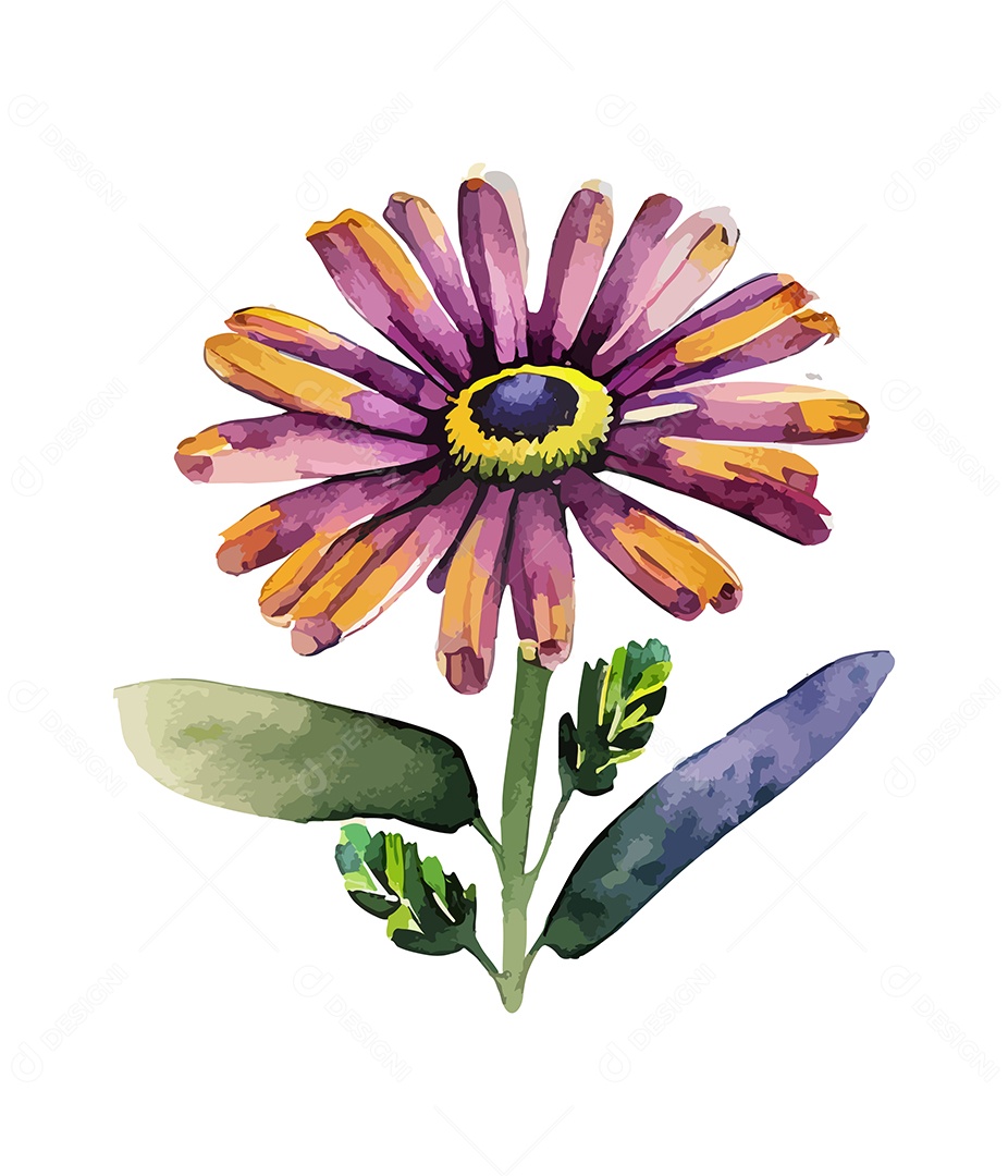 Desenho De Flor Em Aquarela Vetor EPS
