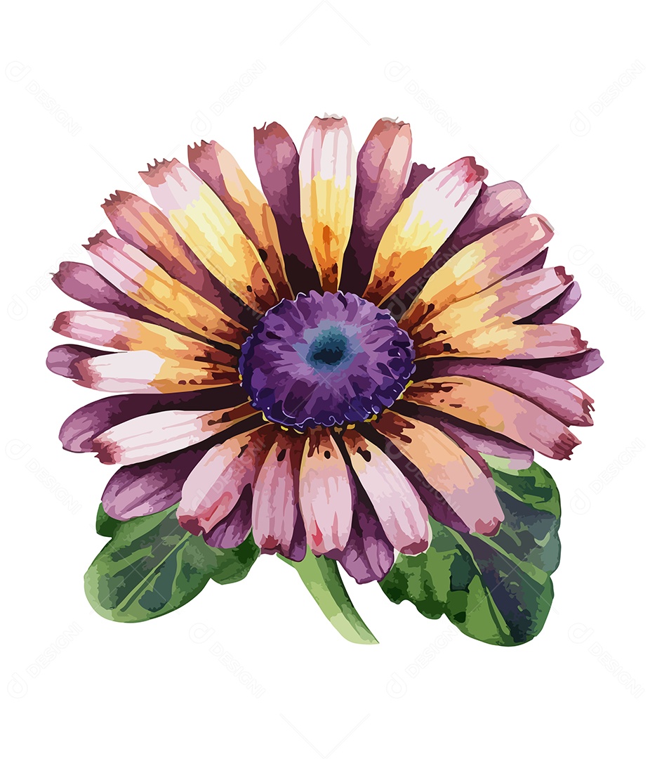 Desenho De Flor Em Aquarela Vetor EPS
