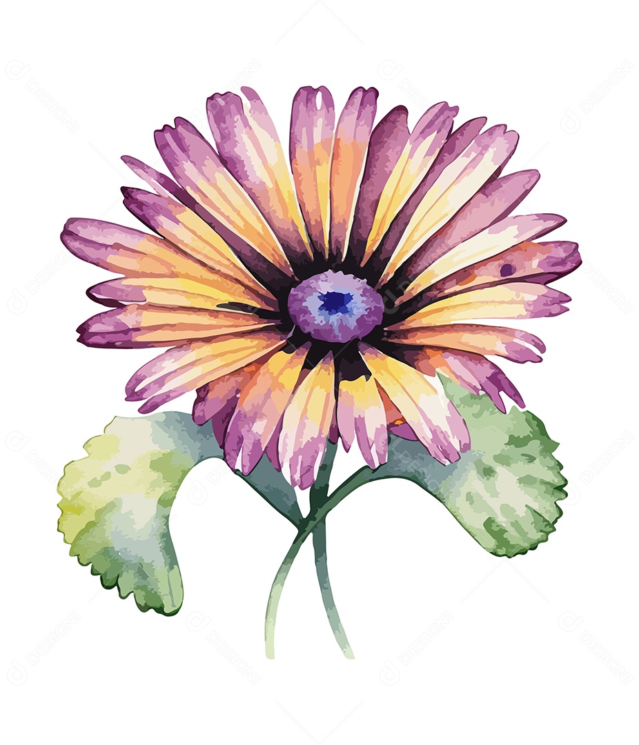 Desenho De Flor Em Aquarela Vetor EPS