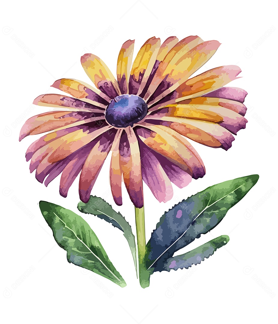 Desenho De Flor Em Aquarela Vetor EPS