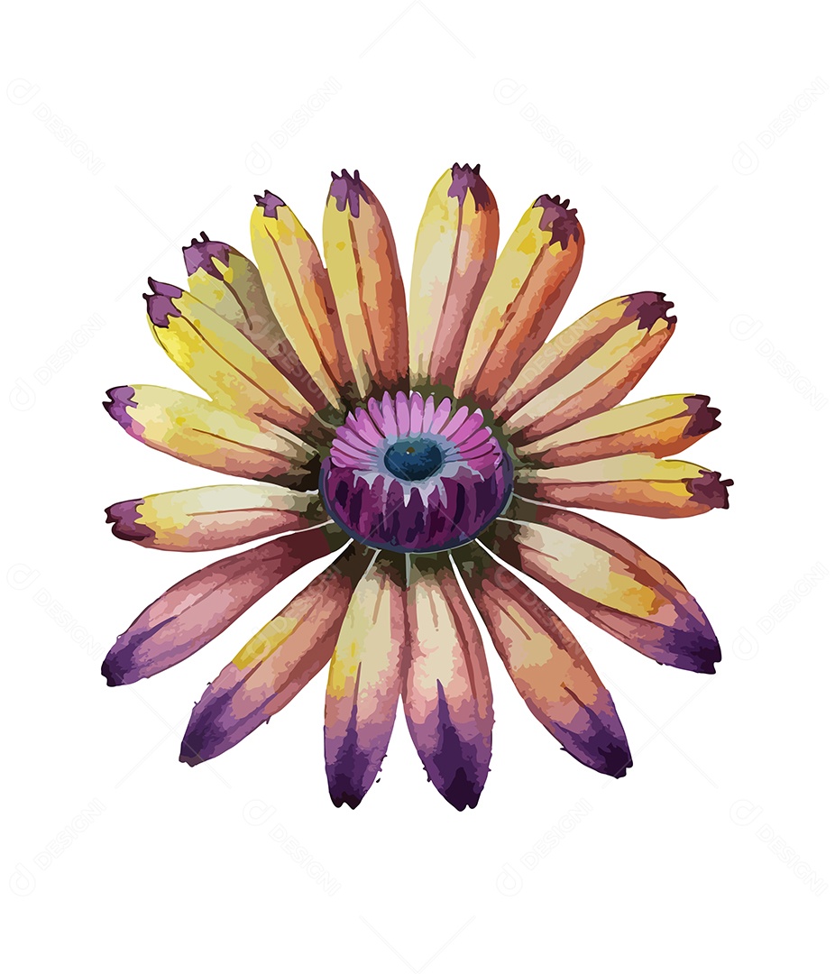 Desenho De Flor Em Aquarela Vetor EPS