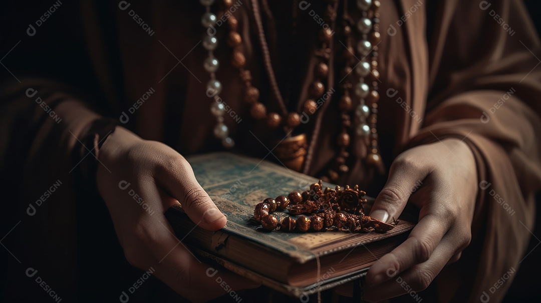 Natureza morta do crucifixo na mão Eid al Adha a Festa do Sacrifício.