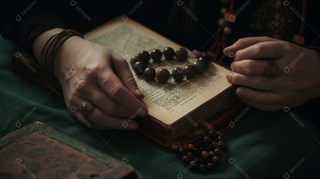Natureza morta do crucifixo na mão Eid al Adha a Festa do Sacrifício.