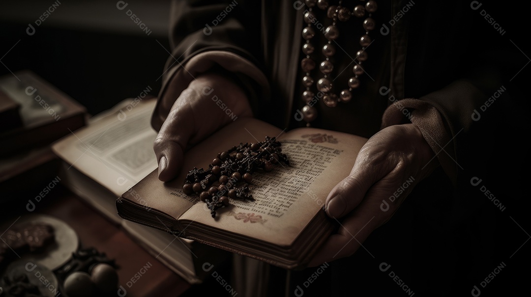 Natureza morta do crucifixo na mão Eid al Adha a Festa do Sacrifício.