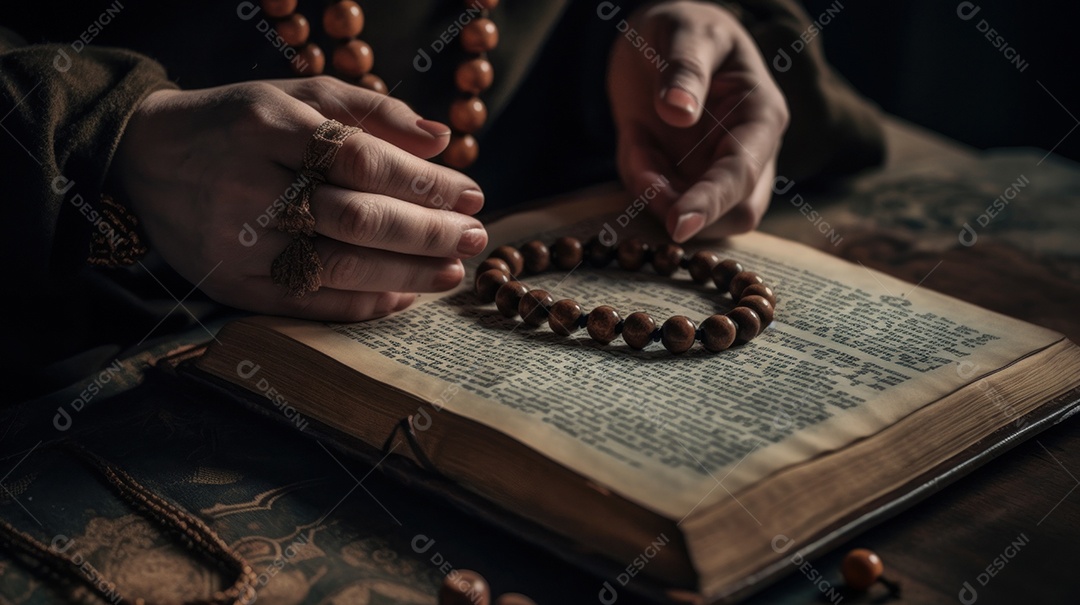 Natureza morta do crucifixo na mão Eid al Adha a Festa do Sacrifício.