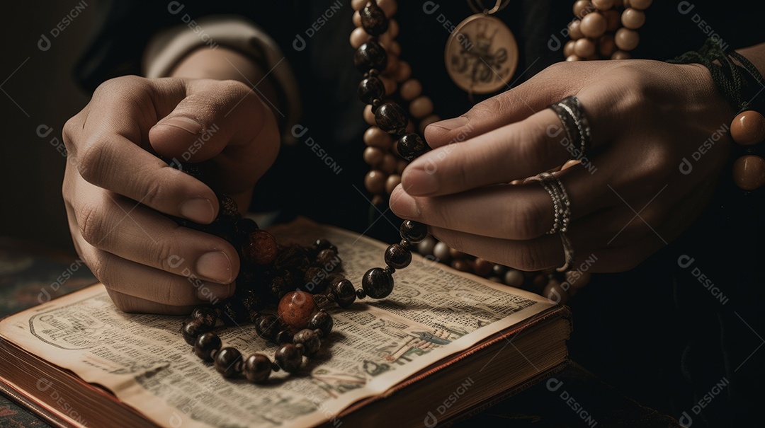 Natureza morta do crucifixo na mão Eid al Adha a Festa do Sacrifício.