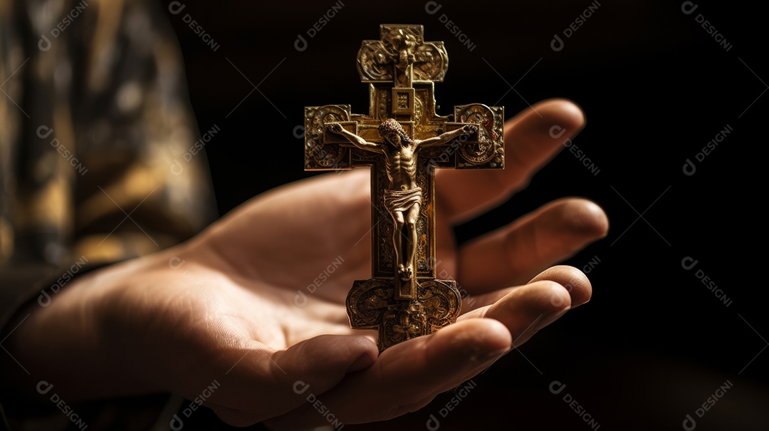 Natureza morta do crucifixo na mão Eid al Adha a Festa do Sacrifício.