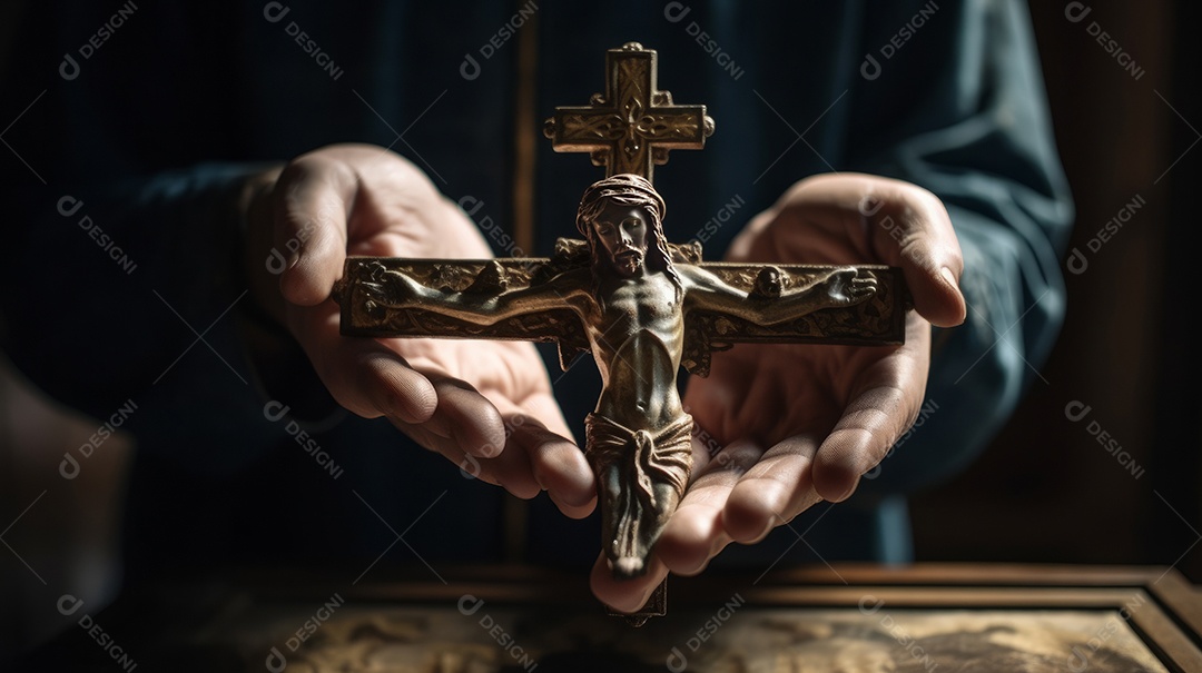 Natureza morta do crucifixo na mão Eid al Adha a Festa do Sacrifício.