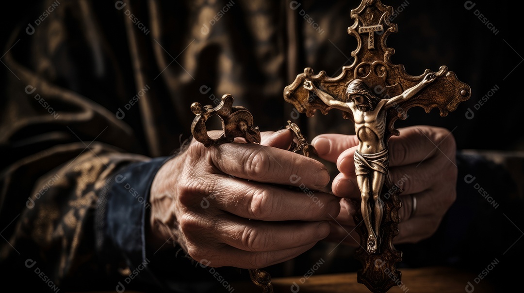 Natureza morta do crucifixo na mão Eid al Adha a Festa do Sacrifício.