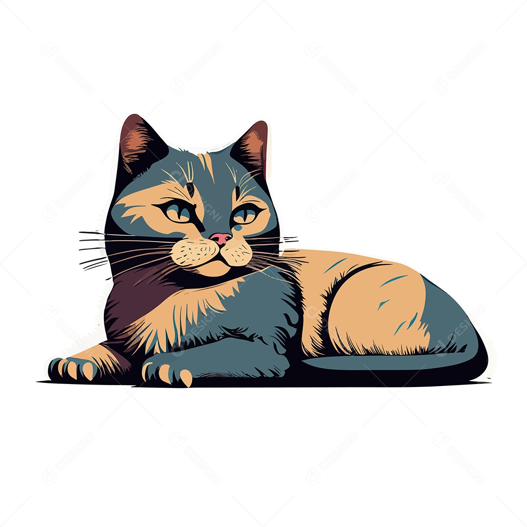 Ilustração De Arte De Design De Camiseta Estampa De Gato Vetor EPS