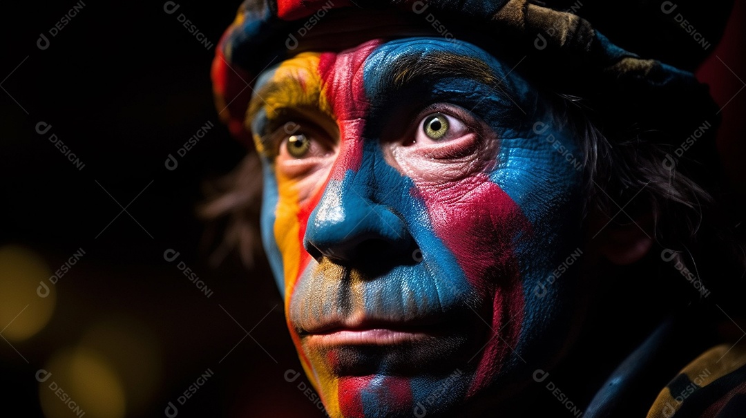 Índio da tribo, com cocar de penas. Indiano olhando para a câmera.