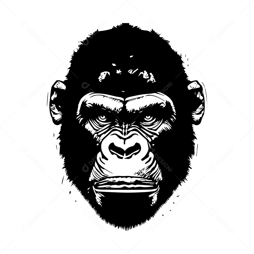 Ilustração De Arte De Gorila Design De Camiseta Em Fundo Branco Vetor EPS