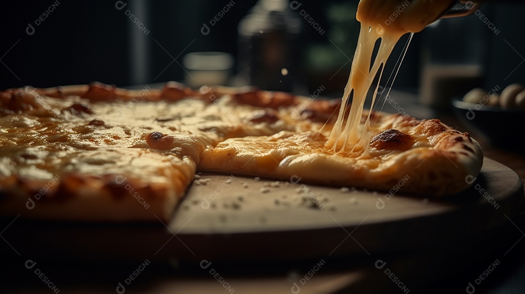 Deliciosa pizza italiana, coberta com queijo derretido e uma variedade de outros ingredientes saborosos