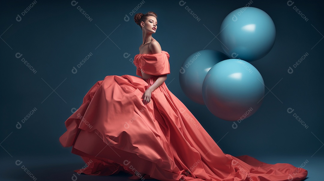 Um vibrante retrato de estúdio de uma pessoa em roupas coloridas contra um pano de fundo totalmente preto.