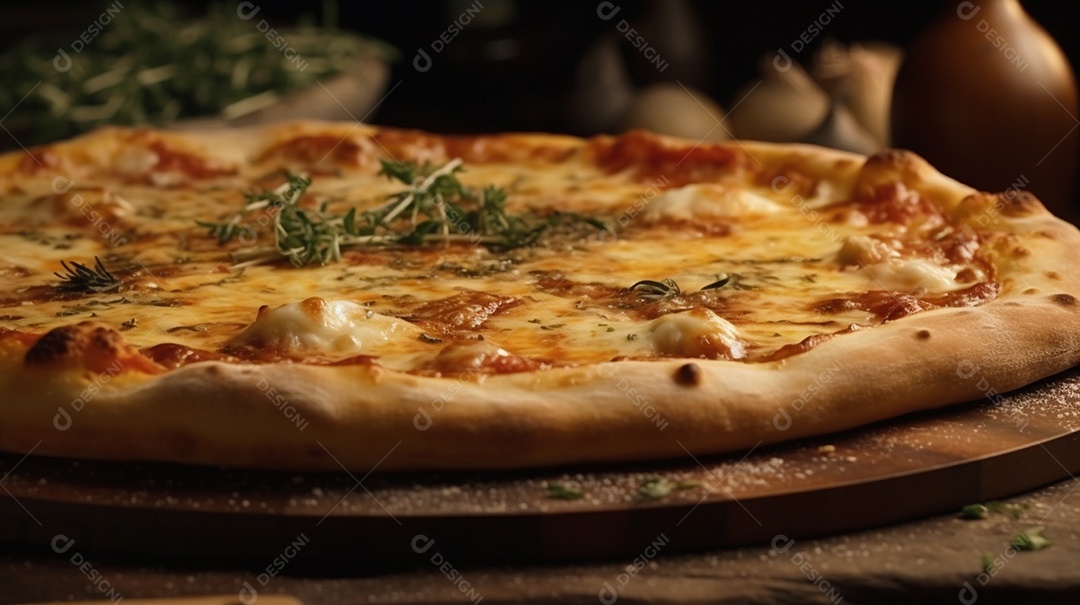Deliciosa pizza italiana, coberta com queijo derretido e uma variedade de outros ingredientes saborosos – o prato de fast food perfeito.