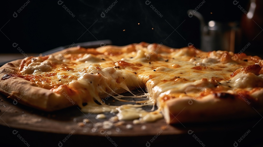 Deliciosa pizza italiana, coberta com queijo derretido e uma variedade de outros ingredientes saborosos