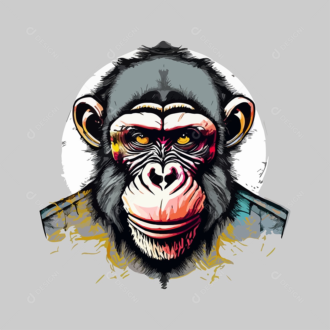 Design De Camiseta Com Rosto De Macaco Ilustração De Arte Vetor EPS