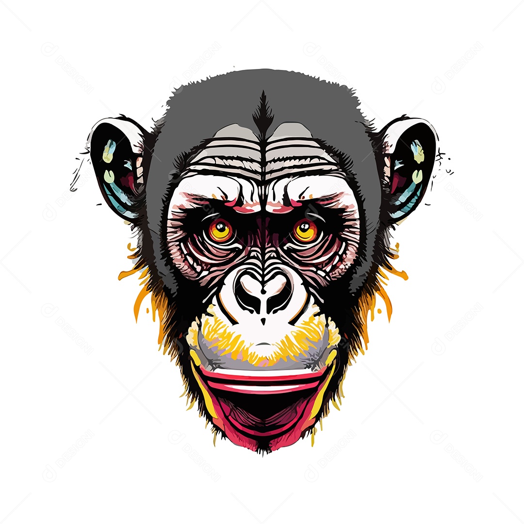 Design De Camiseta Com Rosto De Macaco Ilustração De Arte Vetor EPS