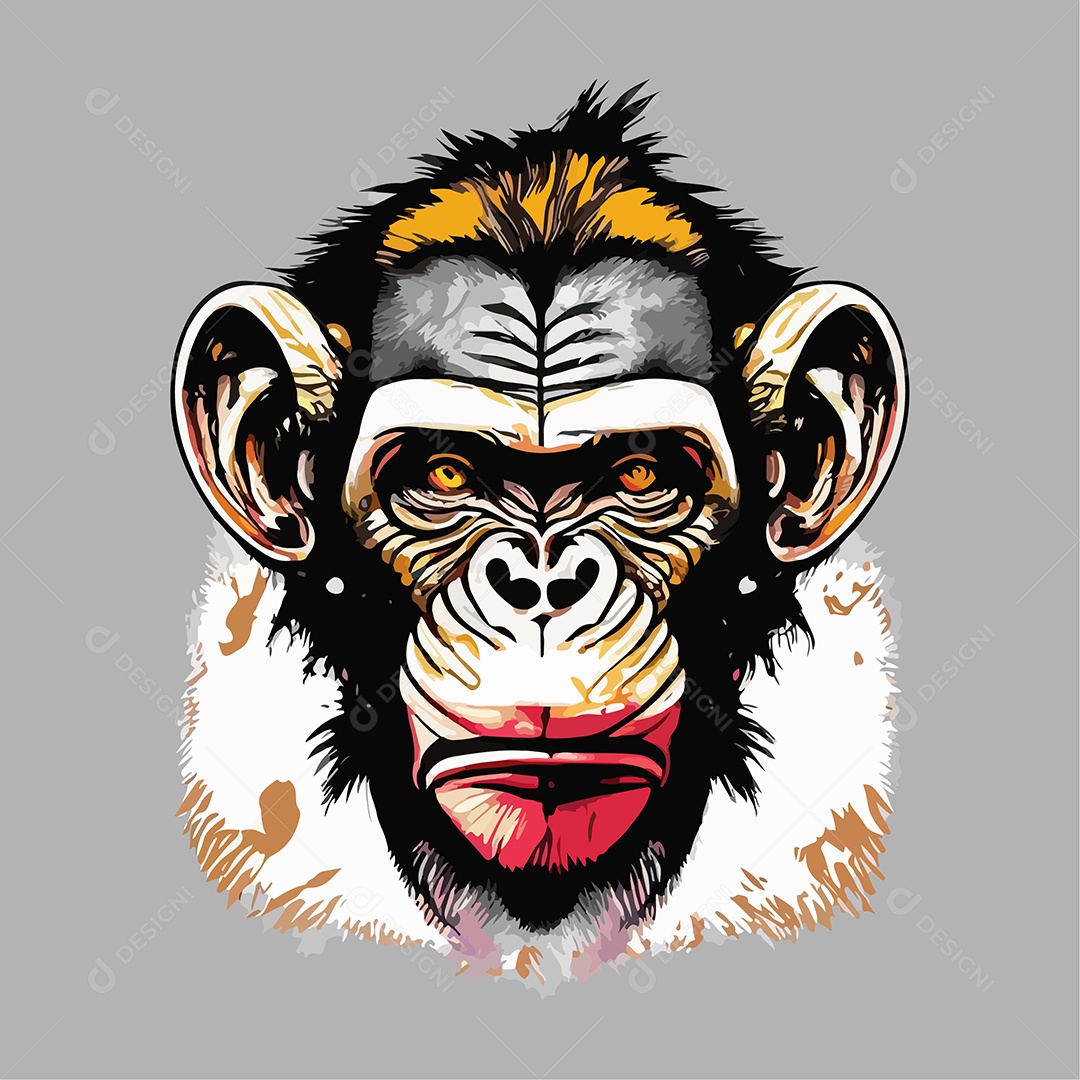 Design De Camiseta Com Rosto De Macaco Ilustração De Arte Vetor EPS