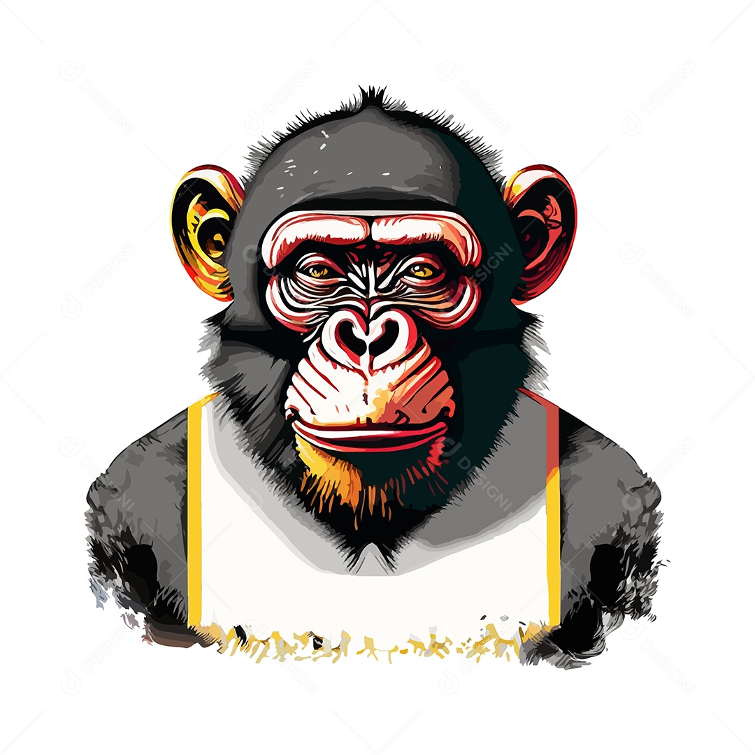 Design De Camiseta Com Rosto De Macaco Ilustração De Arte Vetor EPS