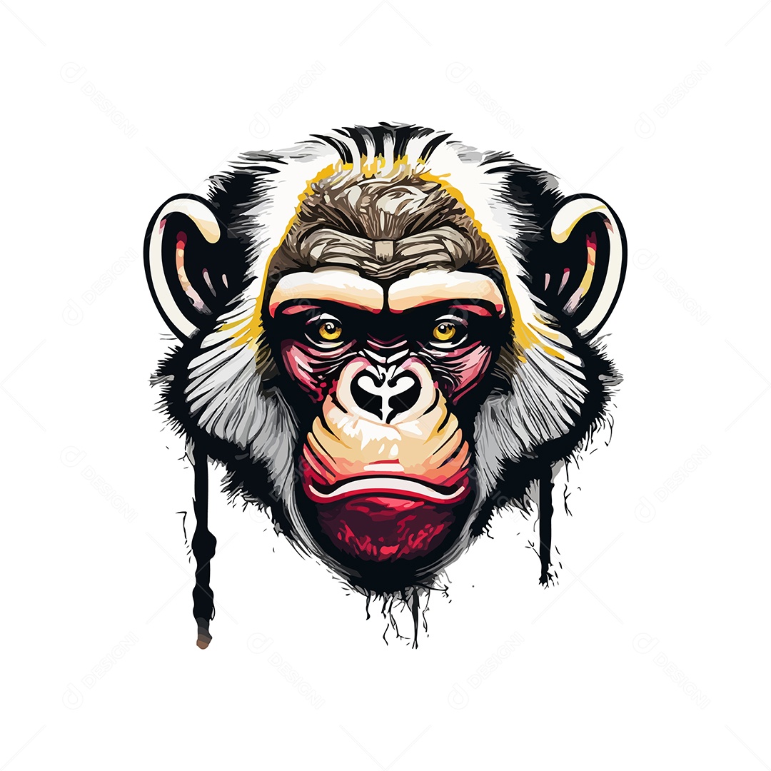 Design De Camiseta Com Rosto De Macaco Ilustração De Arte Vetor EPS