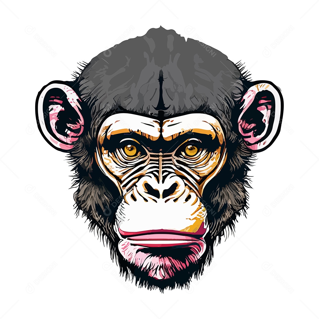 Design De Camiseta Com Rosto De Macaco Ilustração De Arte Vetor EPS