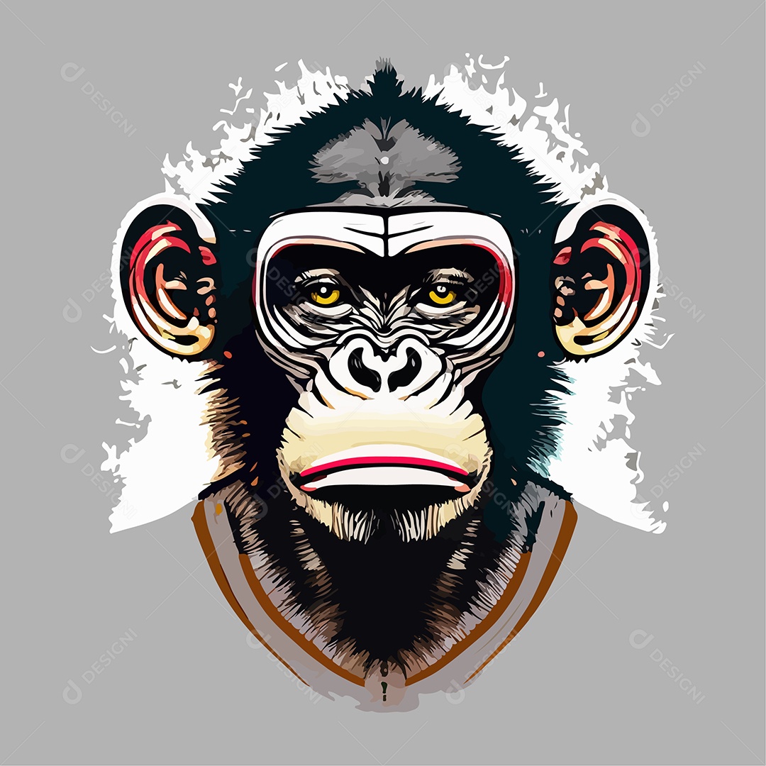 Design De Camiseta Com Rosto De Macaco Ilustração De Arte Vetor EPS