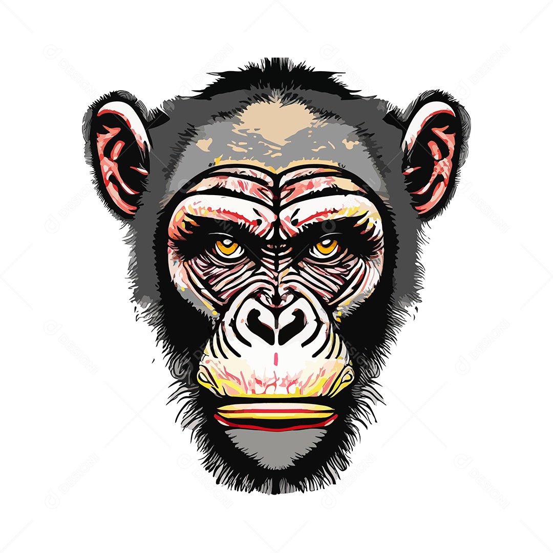 Ilustração De Arte Design De Camiseta Com Rosto De Macaco Vetor EPS