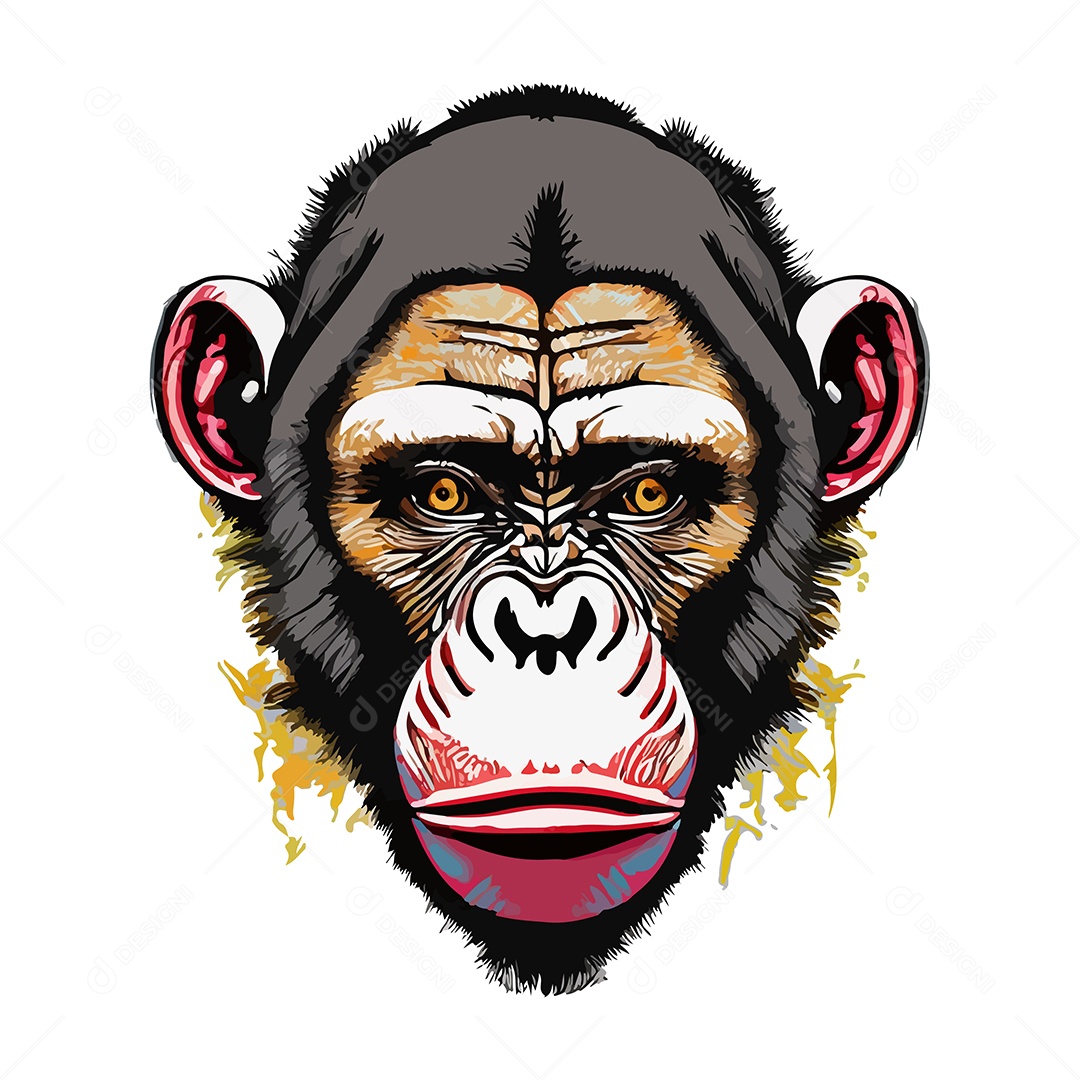 Design De Camiseta Com Rosto De Macaco Ilustração De Arte Vetor EPS