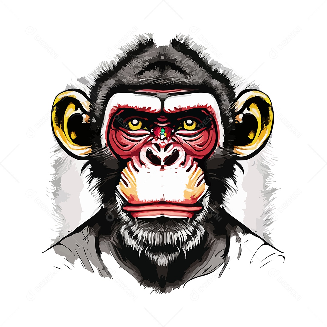 Design De Camiseta Com Rosto De Macaco Ilustração De Arte Vetor EPS