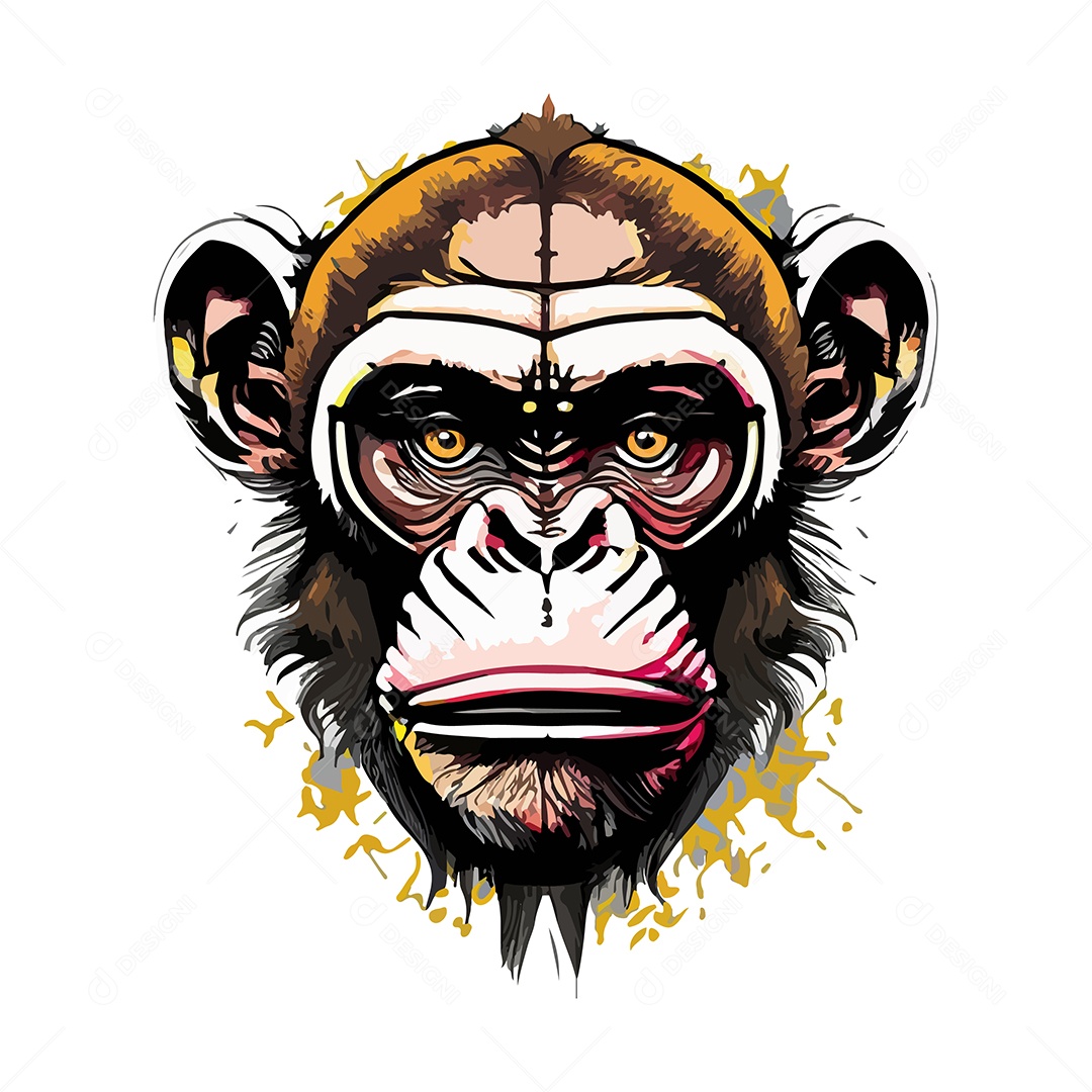 Ilustração De Arte Design De Camiseta Com Rosto De Macaco Vetor EPS
